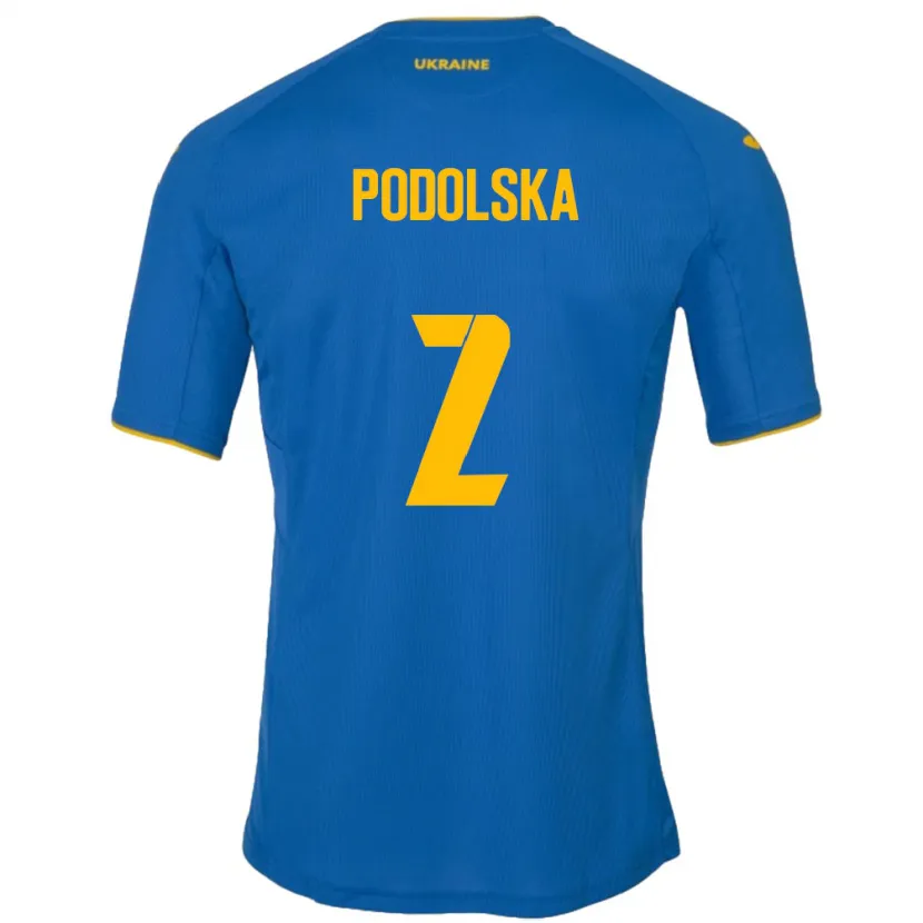 Danxen Kinder Ukraine Iryna Podolska #2 Blau Auswärtstrikot Trikot 24-26 T-Shirt