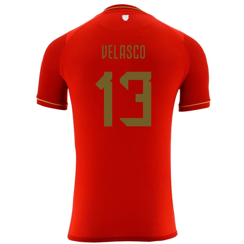 Danxen Kinder Bolivien Jhon Velasco #13 Rot Auswärtstrikot Trikot 24-26 T-Shirt