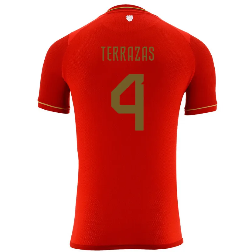 Danxen Kinder Bolivien Sergio Terrazas #4 Rot Auswärtstrikot Trikot 24-26 T-Shirt
