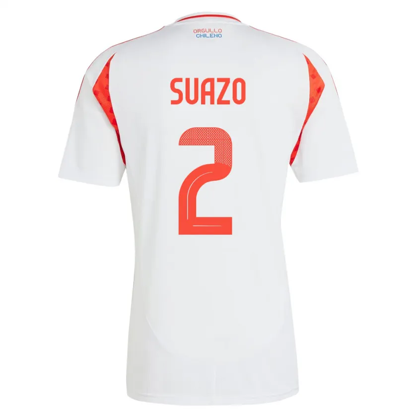 Danxen Kinder Chile Gabriel Suazo #2 Weiß Auswärtstrikot Trikot 24-26 T-Shirt