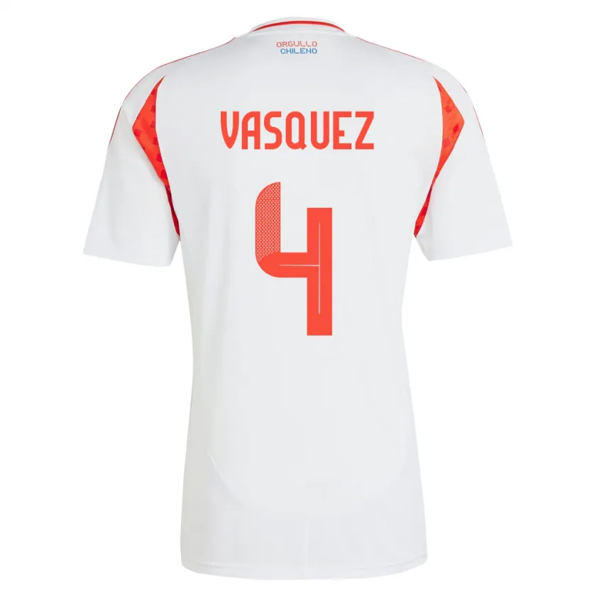 Danxen Kinder Chile Matías Vásquez #4 Weiß Auswärtstrikot Trikot 24-26 T-Shirt