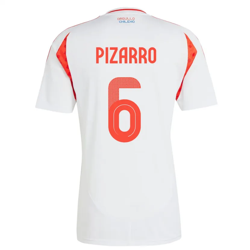 Danxen Kinder Chile Vicente Pizarro #6 Weiß Auswärtstrikot Trikot 24-26 T-Shirt