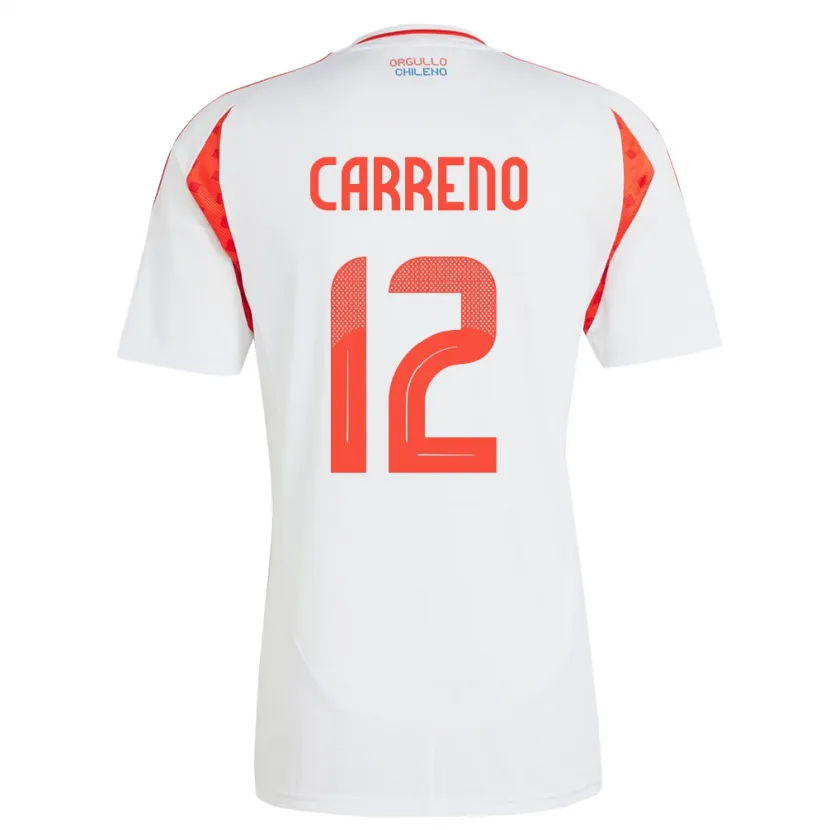 Danxen Kinder Chile Diego Carreño #12 Weiß Auswärtstrikot Trikot 24-26 T-Shirt