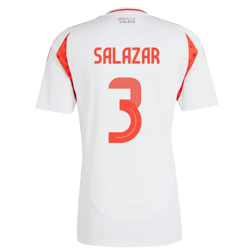 Danxen Kinder Chile Yahir Salazar #3 Weiß Auswärtstrikot Trikot 24-26 T-Shirt