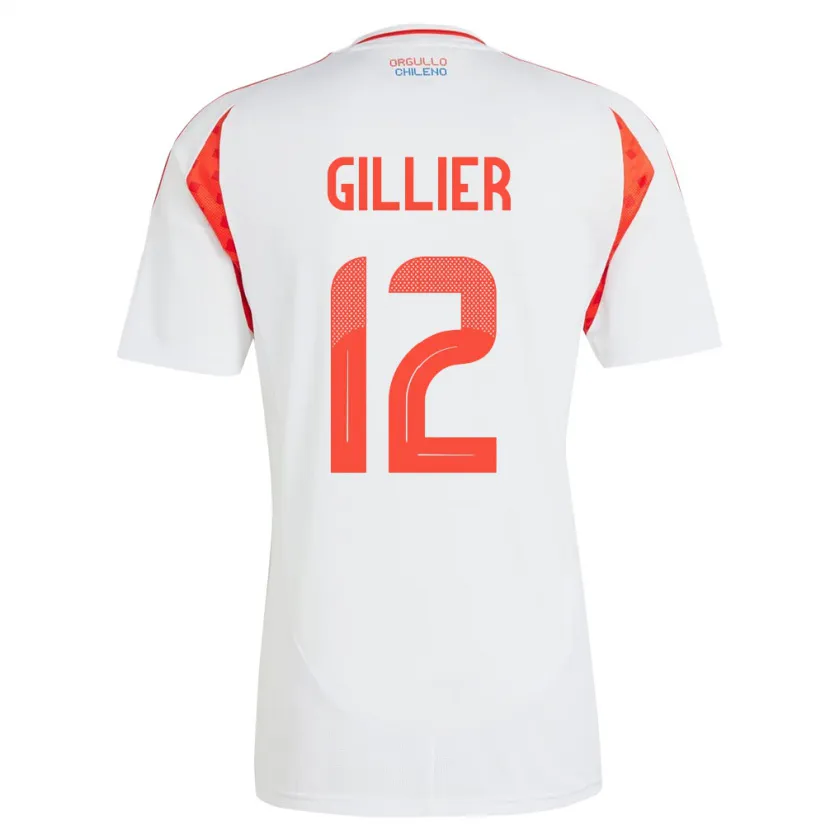 Danxen Kinder Chile Thomas Gillier #12 Weiß Auswärtstrikot Trikot 24-26 T-Shirt