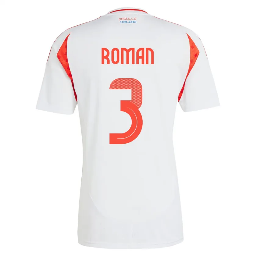 Danxen Kinder Chile Iván Román #3 Weiß Auswärtstrikot Trikot 24-26 T-Shirt