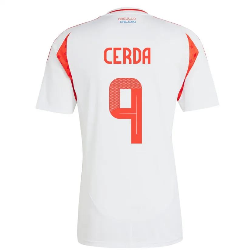 Danxen Kinder Chile Axel Cerda #9 Weiß Auswärtstrikot Trikot 24-26 T-Shirt