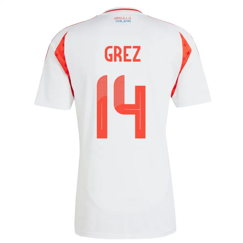 Danxen Kinder Chile Javiera Grez #14 Weiß Auswärtstrikot Trikot 24-26 T-Shirt