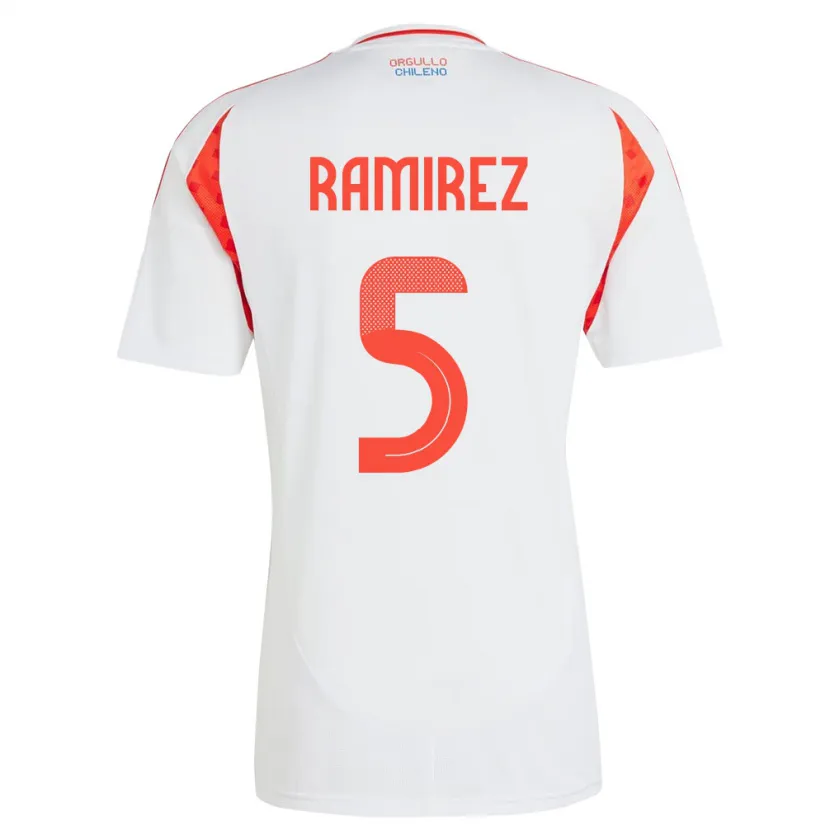 Danxen Kinder Chile Fernanda Ramírez #5 Weiß Auswärtstrikot Trikot 24-26 T-Shirt