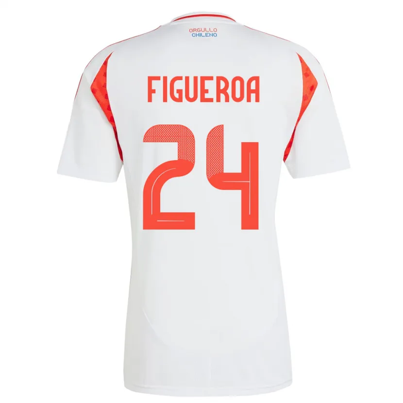 Danxen Kinder Chile Ámbar Figueroa #24 Weiß Auswärtstrikot Trikot 24-26 T-Shirt