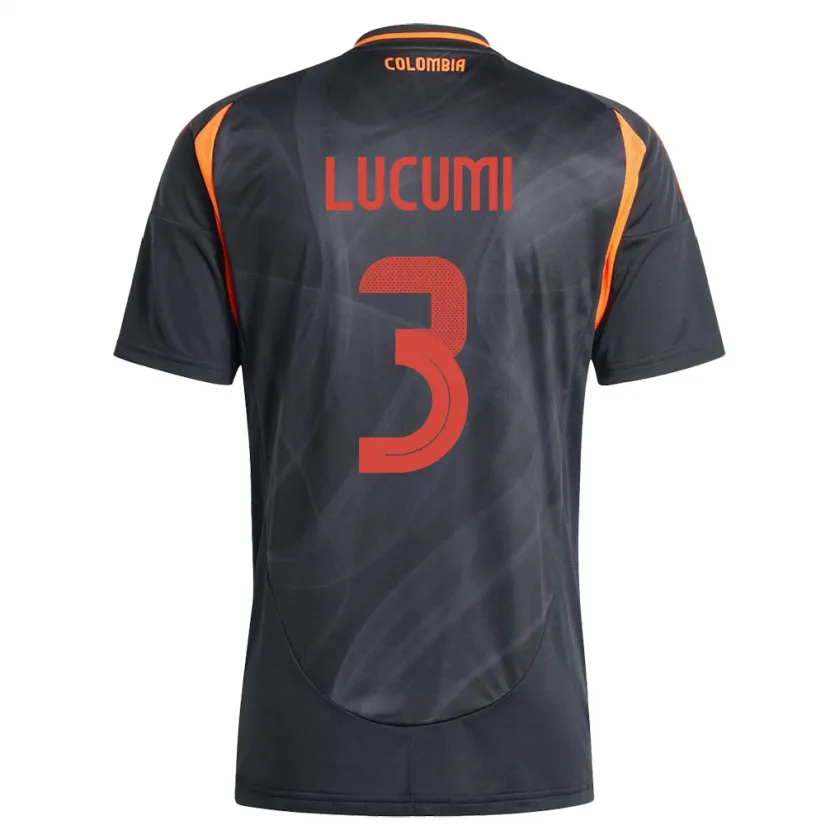 Danxen Kinder Kolumbien Jhon Lucumí #3 Schwarz Auswärtstrikot Trikot 24-26 T-Shirt