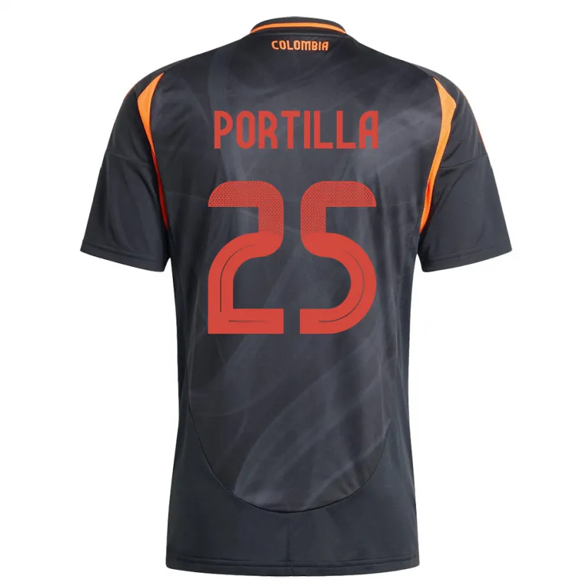 Danxen Kinder Kolumbien Juan Portilla #25 Schwarz Auswärtstrikot Trikot 24-26 T-Shirt