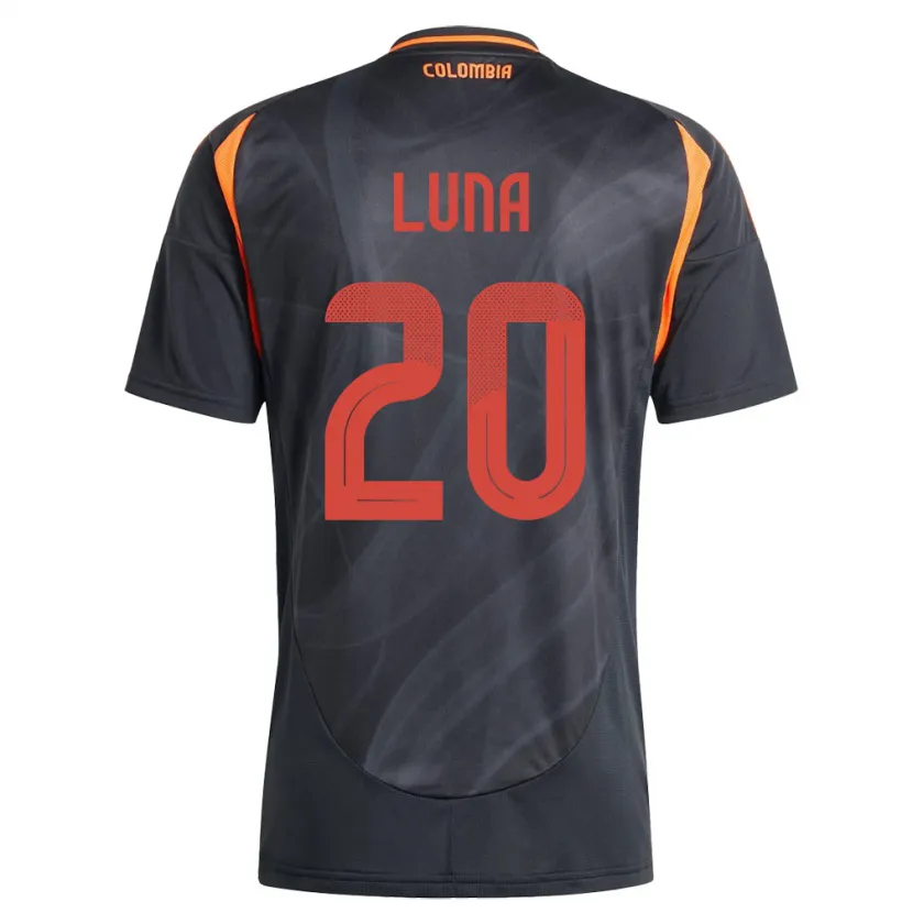 Danxen Kinder Kolumbien Daniel Luna #20 Schwarz Auswärtstrikot Trikot 24-26 T-Shirt