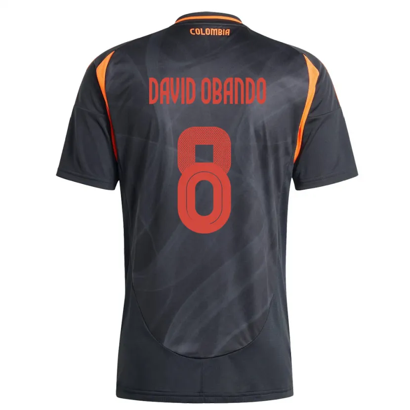 Danxen Kinder Kolumbien Juan David Obando #8 Schwarz Auswärtstrikot Trikot 24-26 T-Shirt