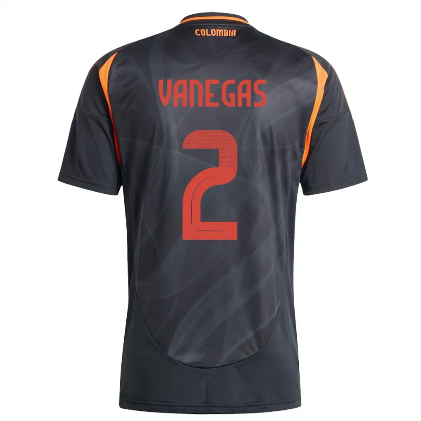 Danxen Kinder Kolumbien Manuela Vanegas #2 Schwarz Auswärtstrikot Trikot 24-26 T-Shirt