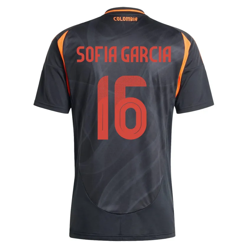 Danxen Kinder Kolumbien Sofía García #16 Schwarz Auswärtstrikot Trikot 24-26 T-Shirt