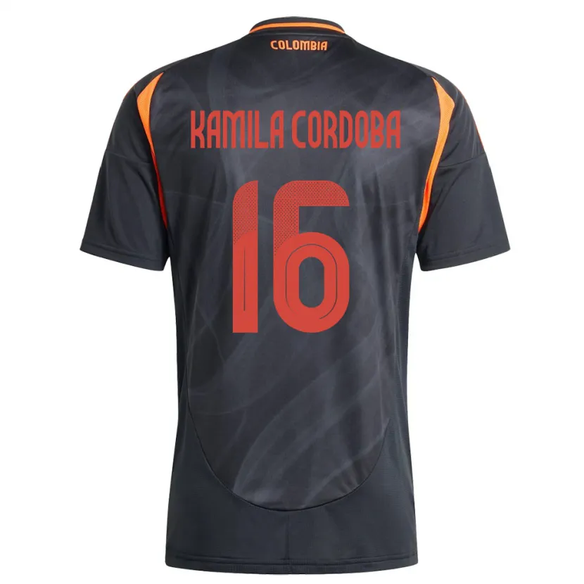 Danxen Kinder Kolumbien Sara Kamila Córdoba #16 Schwarz Auswärtstrikot Trikot 24-26 T-Shirt