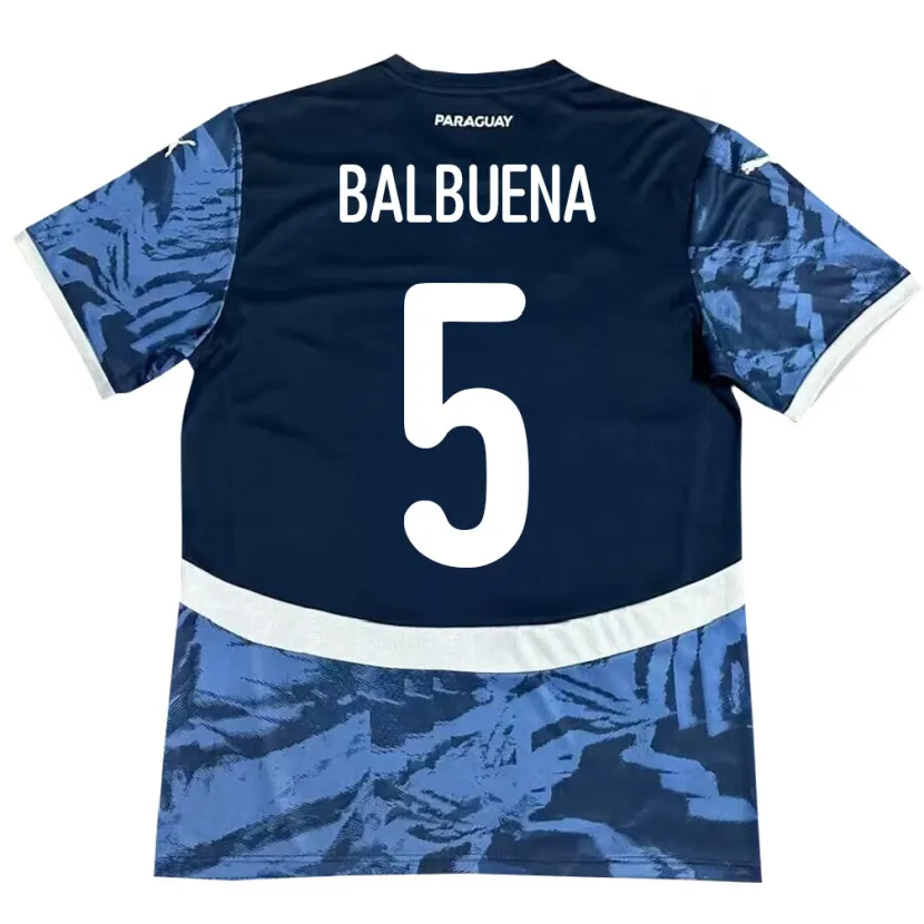 Danxen Kinder Paraguay Fabián Balbuena #5 Blau Auswärtstrikot Trikot 24-26 T-Shirt