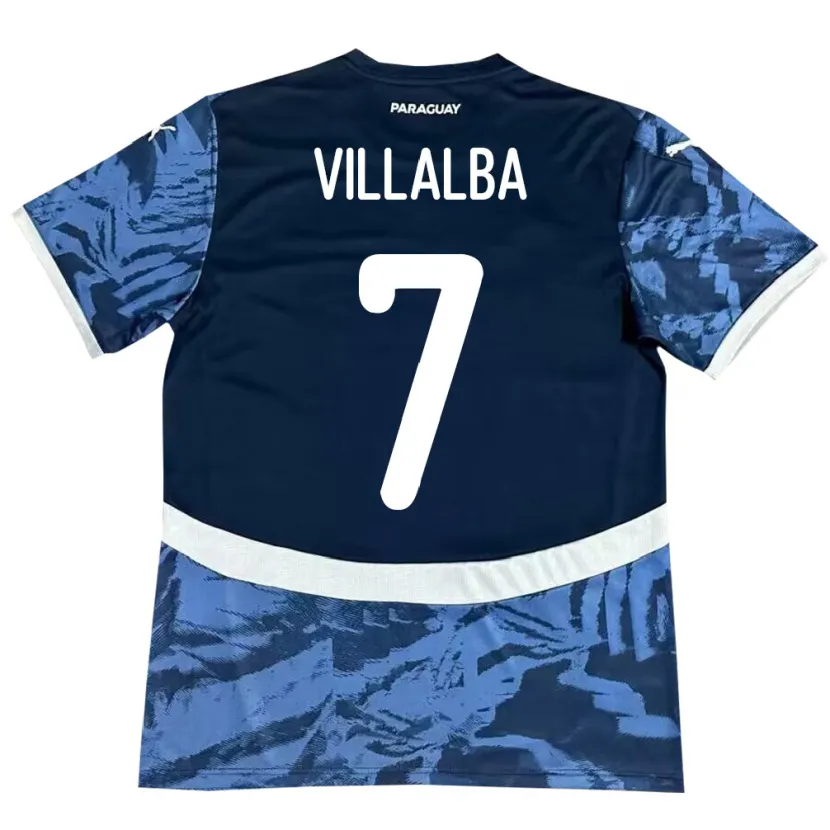 Danxen Kinder Paraguay Rodrigo Villalba #7 Blau Auswärtstrikot Trikot 24-26 T-Shirt