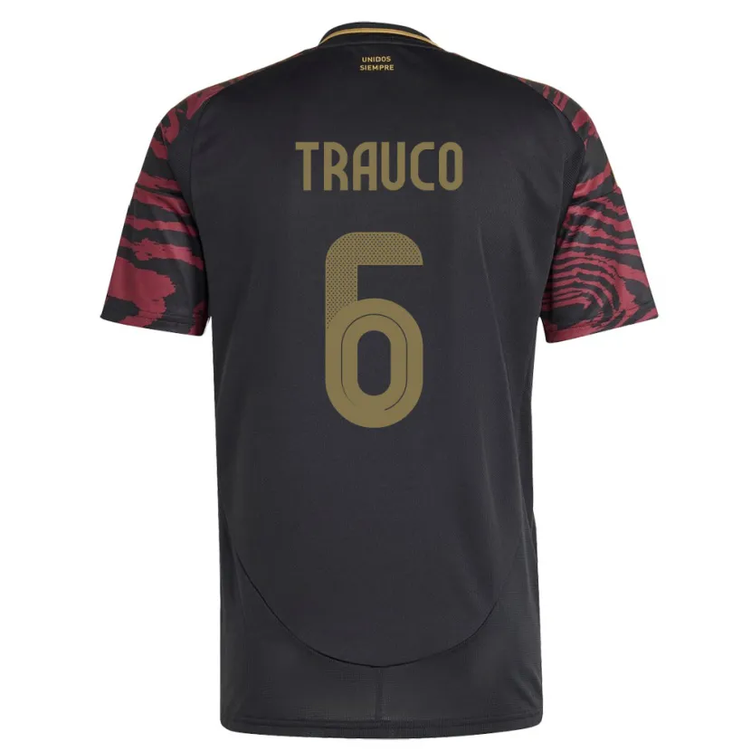 Danxen Kinder Peru Miguel Trauco #6 Schwarz Auswärtstrikot Trikot 24-26 T-Shirt
