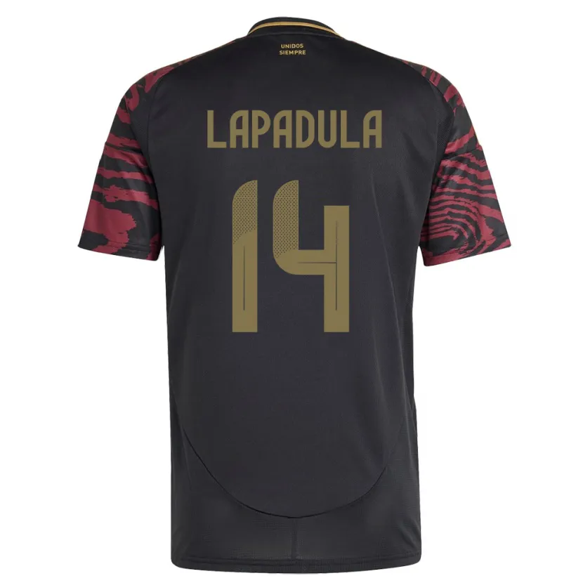 Danxen Kinder Peru Gianluca Lapadula #14 Schwarz Auswärtstrikot Trikot 24-26 T-Shirt