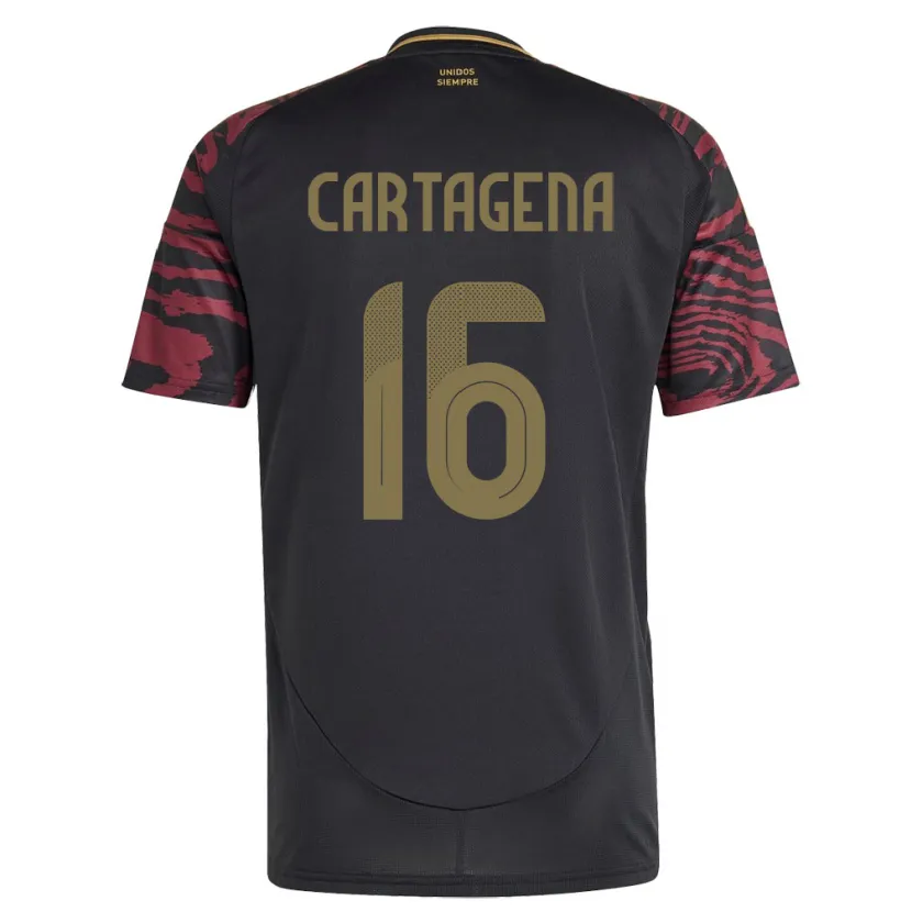 Danxen Kinder Peru Wilder Cartagena #16 Schwarz Auswärtstrikot Trikot 24-26 T-Shirt