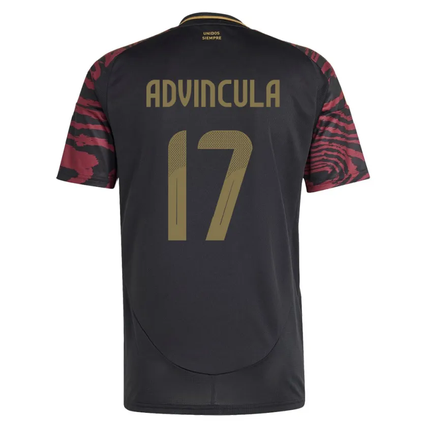 Danxen Kinder Peru Luis Advíncula #17 Schwarz Auswärtstrikot Trikot 24-26 T-Shirt