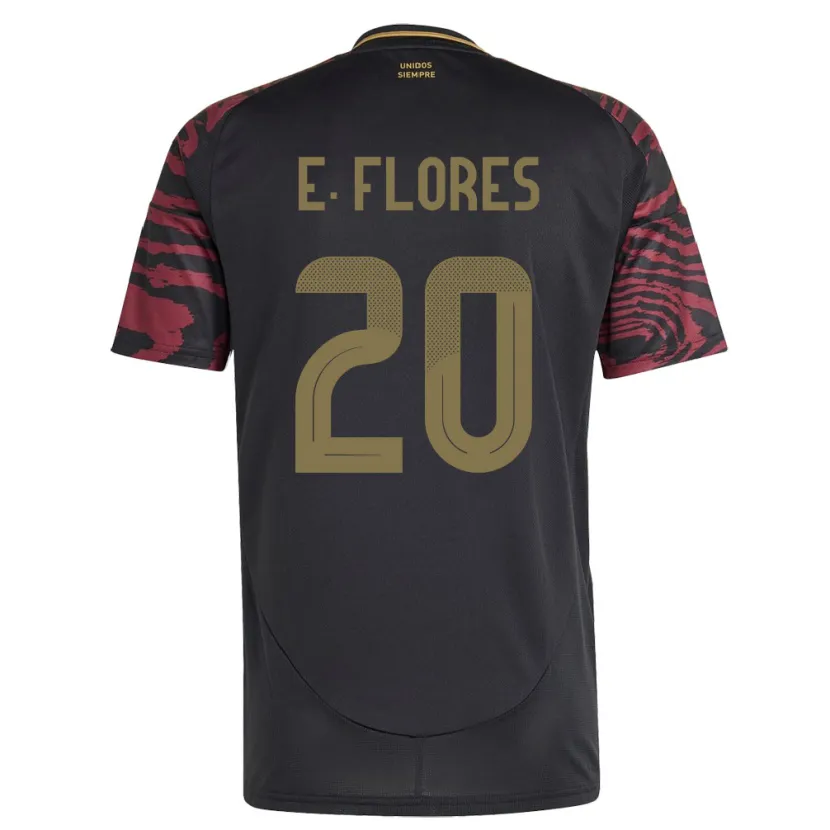 Danxen Kinder Peru Edison Flores #20 Schwarz Auswärtstrikot Trikot 24-26 T-Shirt