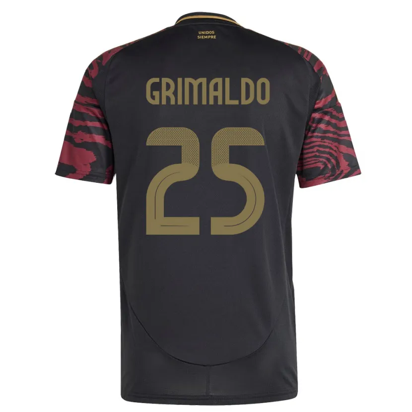 Danxen Kinder Peru Joao Grimaldo #25 Schwarz Auswärtstrikot Trikot 24-26 T-Shirt