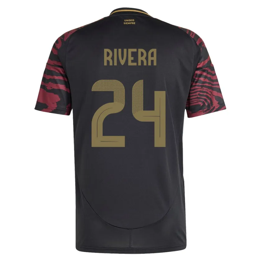 Danxen Kinder Peru José Rivera #24 Schwarz Auswärtstrikot Trikot 24-26 T-Shirt