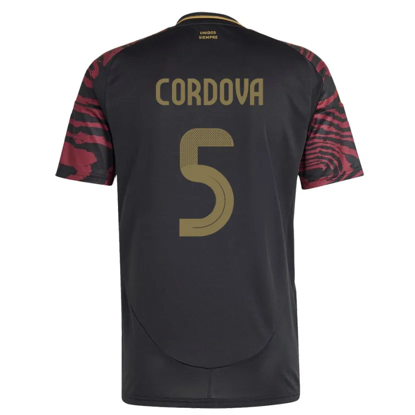 Danxen Kinder Peru Bryan Córdova #5 Schwarz Auswärtstrikot Trikot 24-26 T-Shirt
