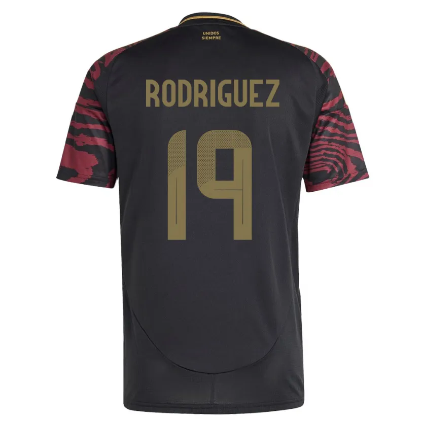 Danxen Kinder Peru Mateo Rodríguez #19 Schwarz Auswärtstrikot Trikot 24-26 T-Shirt