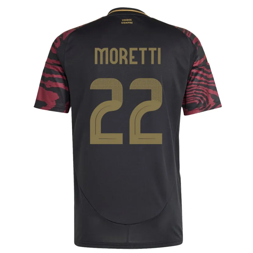 Danxen Kinder Peru Jair Moretti #22 Schwarz Auswärtstrikot Trikot 24-26 T-Shirt