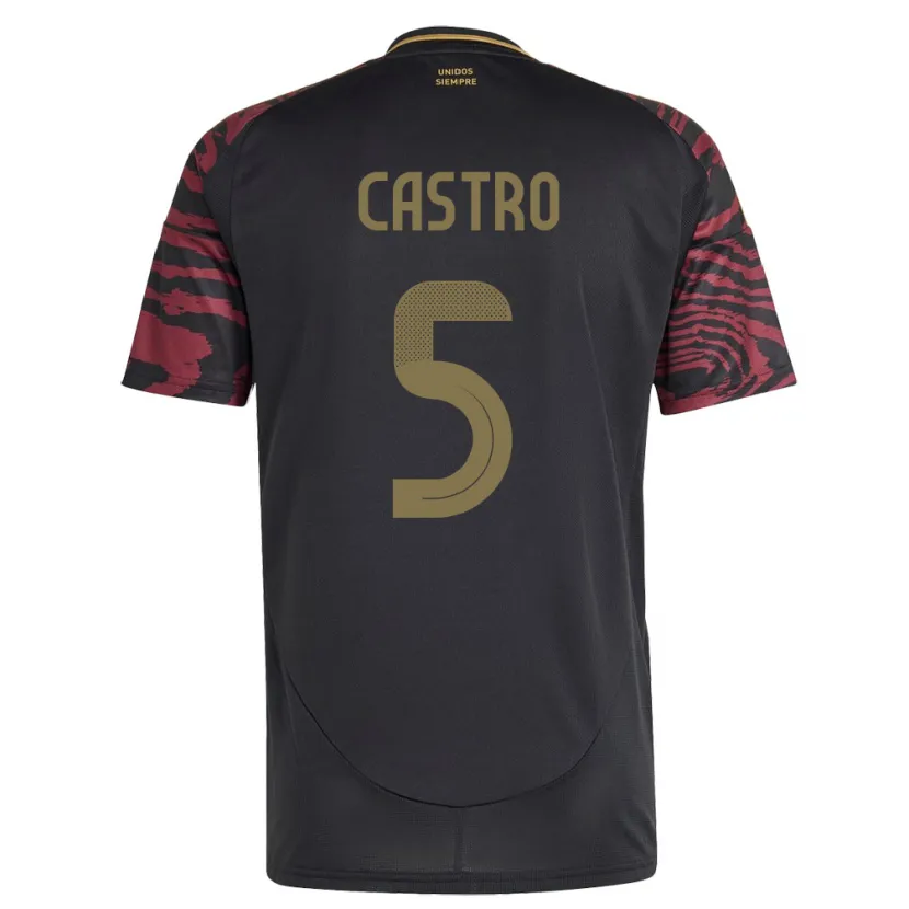 Danxen Kinder Peru Rosa Castro #5 Schwarz Auswärtstrikot Trikot 24-26 T-Shirt