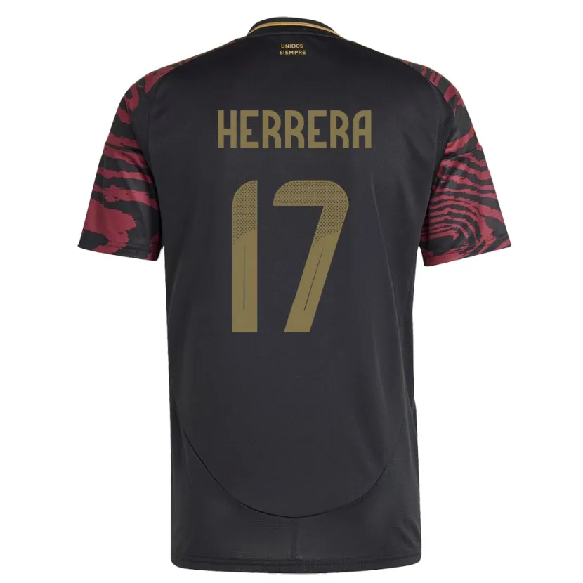Danxen Kinder Peru Fabiola Herrera #17 Schwarz Auswärtstrikot Trikot 24-26 T-Shirt