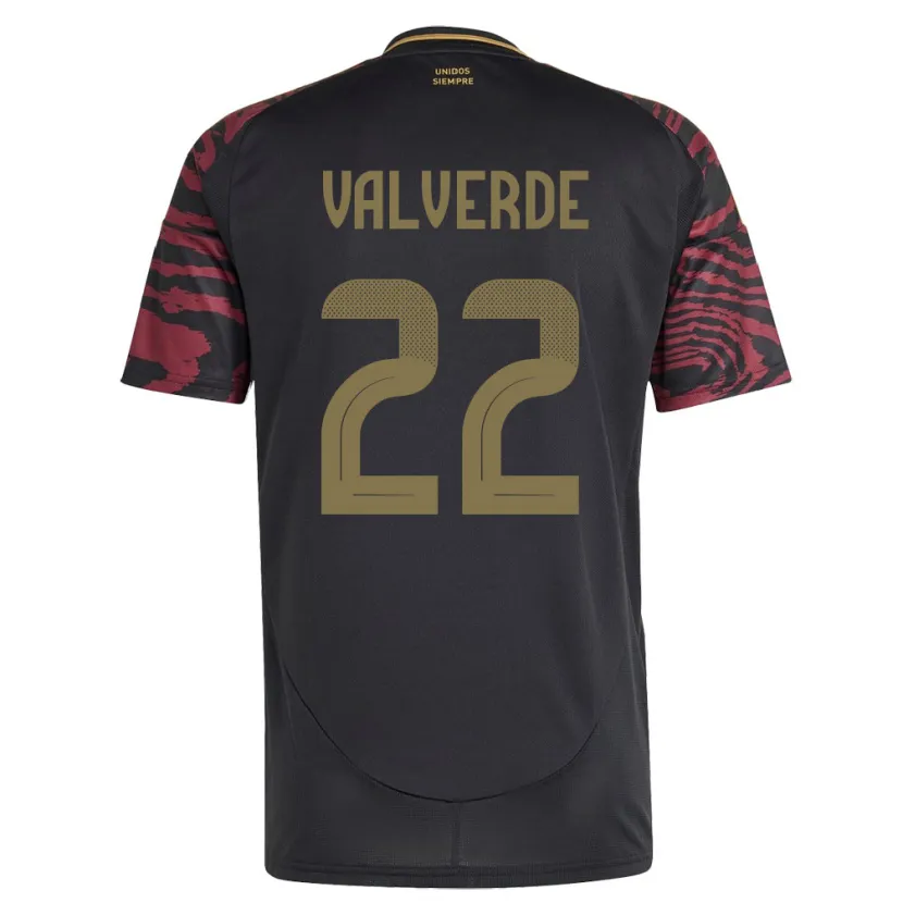 Danxen Kinder Peru Malena Valverde #22 Schwarz Auswärtstrikot Trikot 24-26 T-Shirt