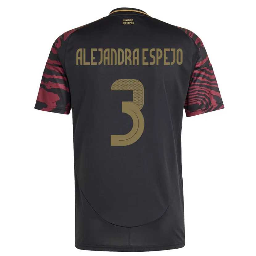Danxen Kinder Peru María Alejandra Espejo #3 Schwarz Auswärtstrikot Trikot 24-26 T-Shirt