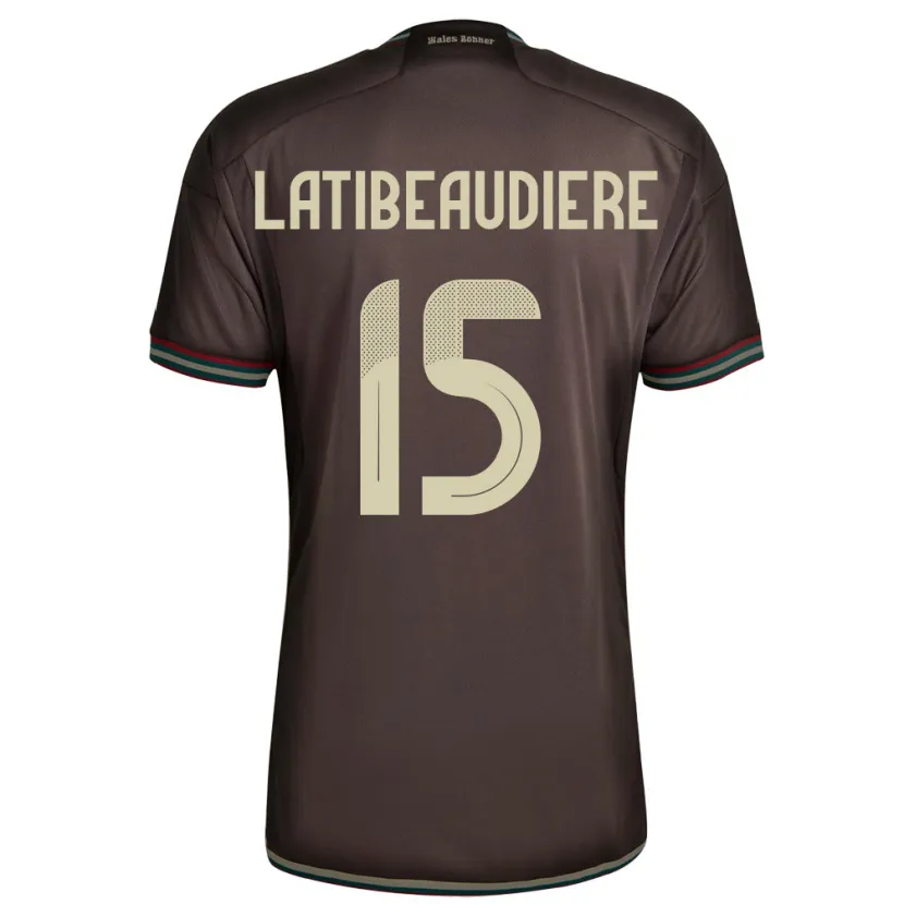 Danxen Kinder Jamaika Joel Latibeaudiere #15 Nachtbraun Auswärtstrikot Trikot 24-26 T-Shirt