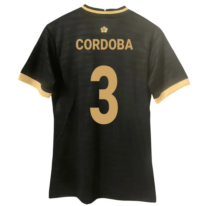 Danxen Kinder Panama José Córdoba #3 Schwarz Auswärtstrikot Trikot 24-26 T-Shirt