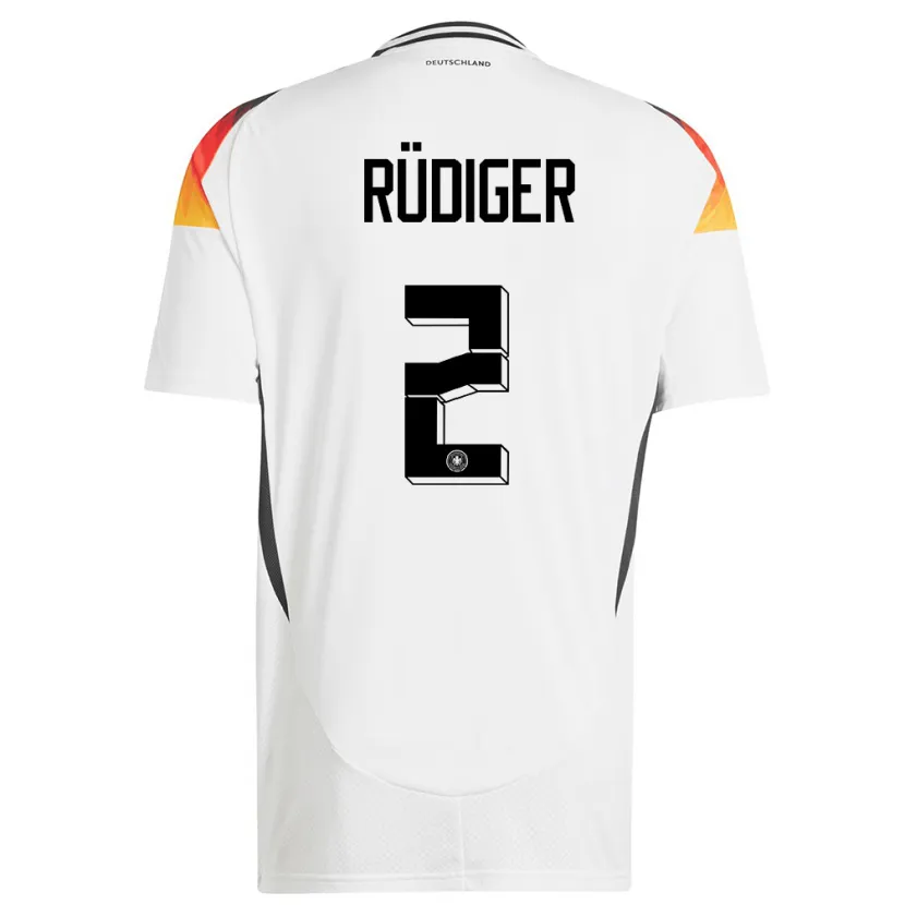 Danxen Herren Deutschland Antonio Rudiger #2 Weiß Heimtrikot Trikot 24-26 T-Shirt