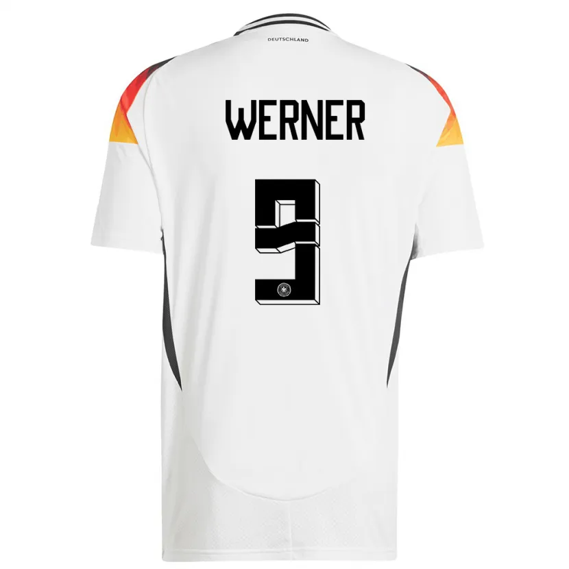 Danxen Herren Deutschland Timo Werner #9 Weiß Heimtrikot Trikot 24-26 T-Shirt