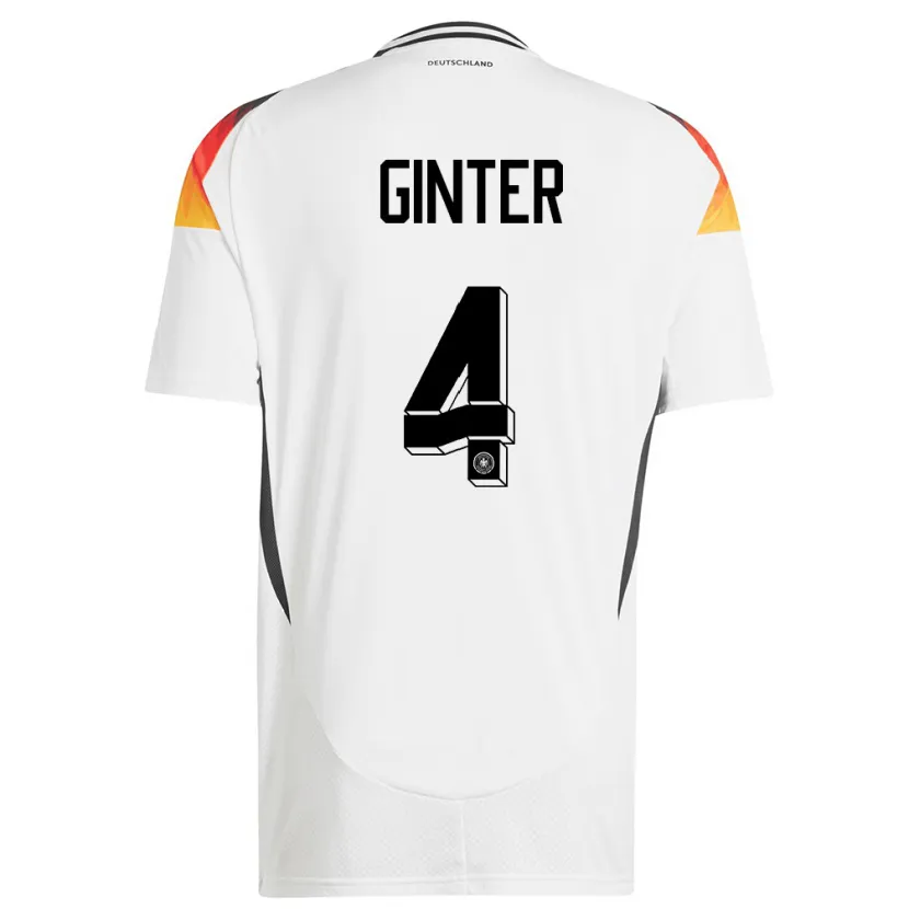 Danxen Herren Deutschland Matthias Ginter #4 Weiß Heimtrikot Trikot 24-26 T-Shirt
