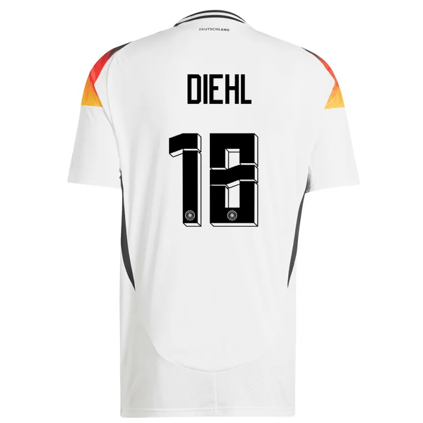 Danxen Herren Deutschland Justin Diehl #18 Weiß Heimtrikot Trikot 24-26 T-Shirt