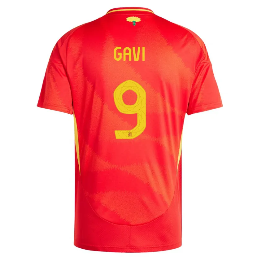 Danxen Herren Spanien Gavi #9 Rot Heimtrikot Trikot 24-26 T-Shirt