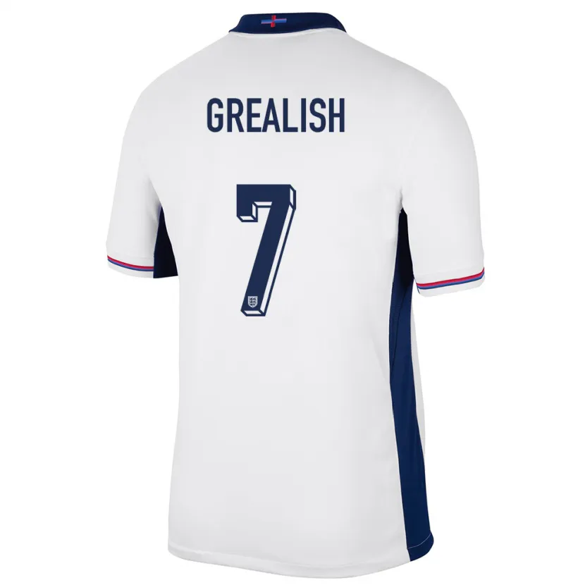 Danxen Herren England Jack Grealish #7 Weiß Heimtrikot Trikot 24-26 T-Shirt