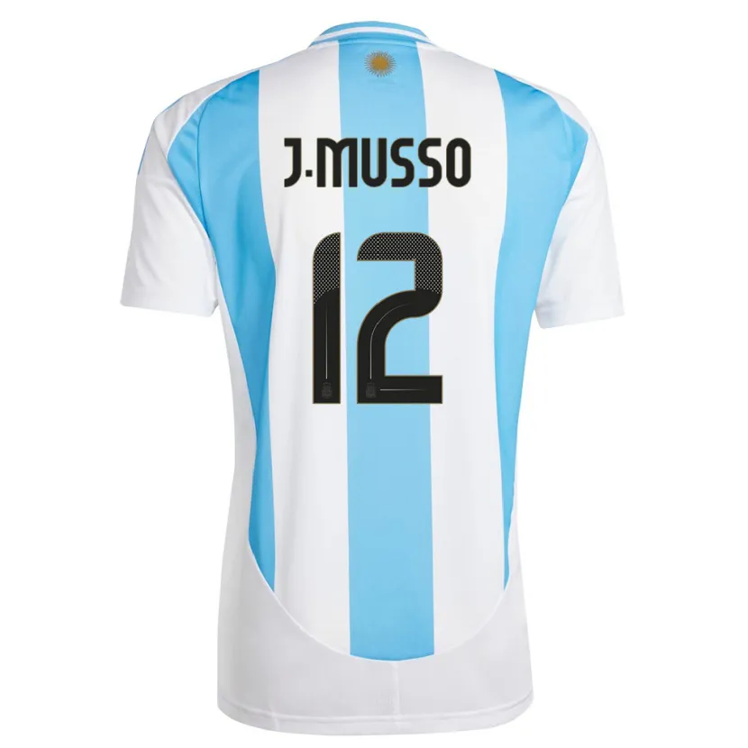 Danxen Herren Argentinien Juan Musso #12 Weiß Blau Heimtrikot Trikot 24-26 T-Shirt