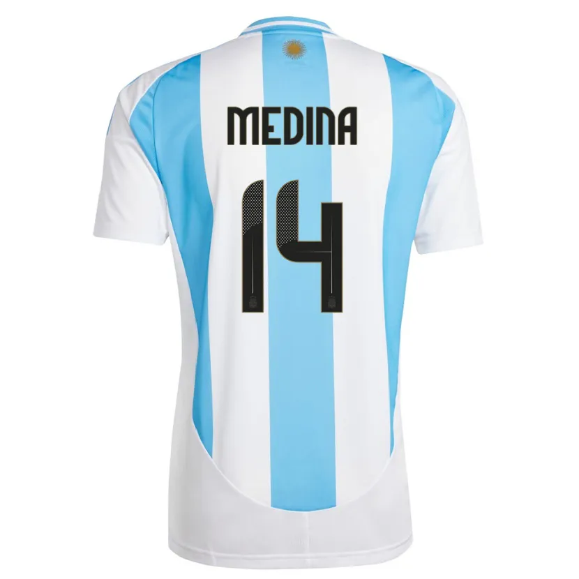 Danxen Herren Argentinien Facundo Medina #14 Weiß Blau Heimtrikot Trikot 24-26 T-Shirt