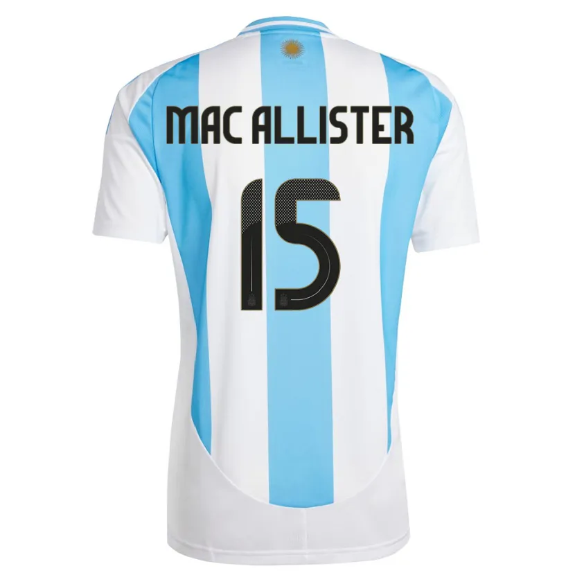 Danxen Herren Argentinien Alexis Mac Allister #15 Weiß Blau Heimtrikot Trikot 24-26 T-Shirt