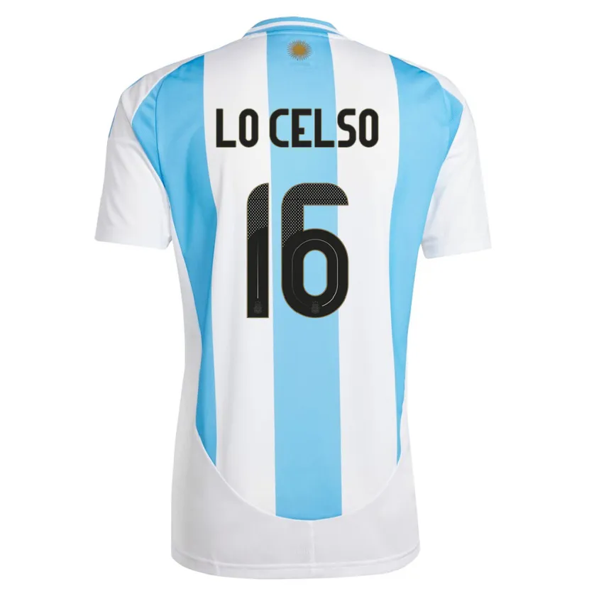 Danxen Herren Argentinien Giovani Lo Celso #16 Weiß Blau Heimtrikot Trikot 24-26 T-Shirt