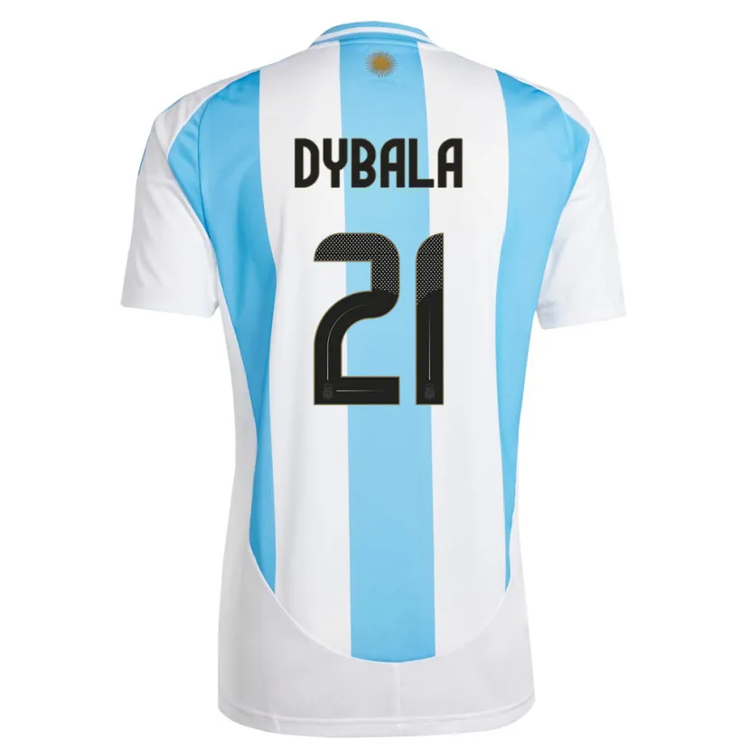 Danxen Herren Argentinien Paulo Dybala #21 Weiß Blau Heimtrikot Trikot 24-26 T-Shirt